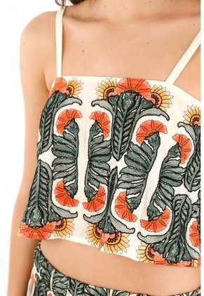 Camisa Corta En Tela Bordada Para Mujer