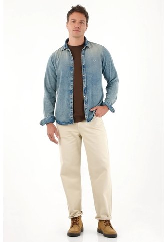 Tennis Camisa Manga Larga En Denim Azul Para Hombre Tennis