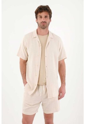 Tennis Camisa Tipo Bowling Con Textura Crudo Para Hombre