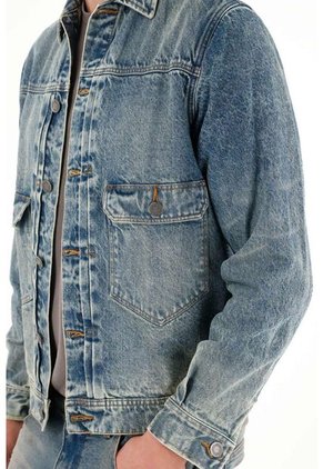 Tennis Chaqueta En Denim Con Bolsillos De Tapa Para Hombre