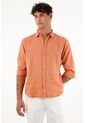 Tennis Camisa Manga Larga Naranja 100% Lino Para Hombre de Tennis