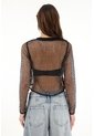 Tennis Camiseta Crop En Malla Negra Para Mujer de Tennis