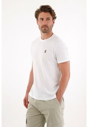 Tennis Camiseta Con Cuello Redondo En Rib Blanca Para Hombre