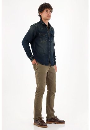 Tennis Camisa En Denim Azul Para Hombre