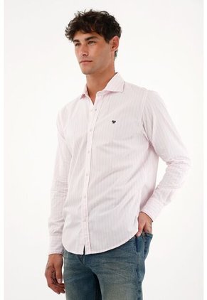 Camisa Rosada A Rayas Para Hombre
