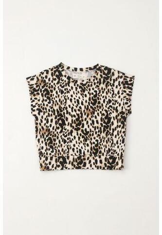 Camiseta Manga Sisa De Animal Print Para Niña Tennis