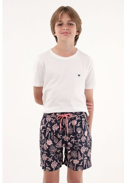 Pantaloneta De Baño Con Estampado Playero Para Niño
