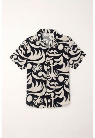 Tennis Camisa Tipo Bowling Con Estampado Playero Para Hombre Tennis