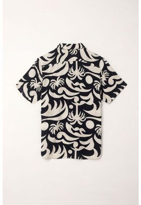 Tennis Camisa Tipo Bowling Con Estampado Playero Para Hombre