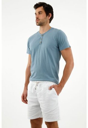 Bermuda Blanca Con Elástico Para Hombre