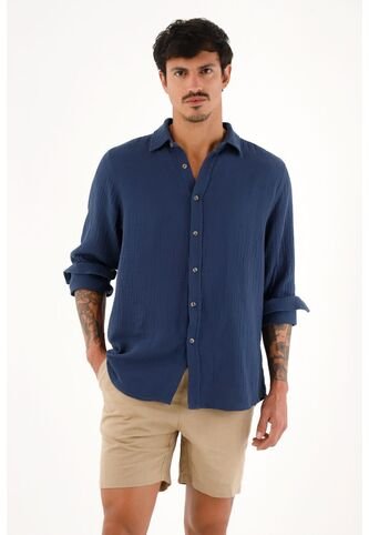 Tennis Camisa Azul Manga Larga Para Hombre Tennis