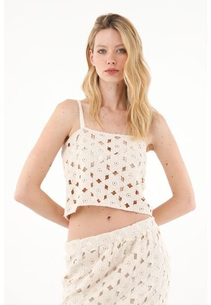 Camisa Tejida Con Tiras Para Mujer