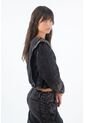 Tennis Camisa Para Mujer En Algodón Negro Lavado Relajado Con Hombros Marcados de Tennis