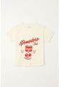 Camiseta Básica Estampada Crudo Para Niña de Tennis