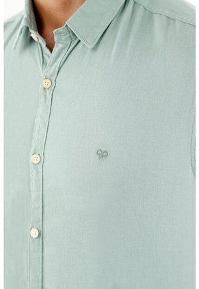 Camisa Cuello Clásico Verde Para Hombre
