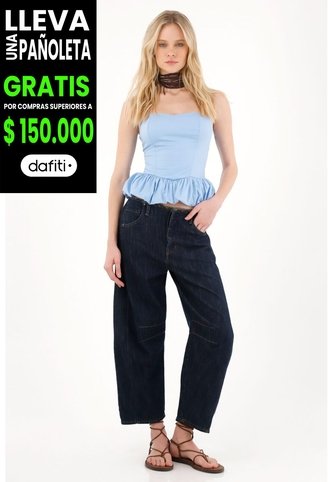 Tennis Camisa Strapless Con Ruedo Englobado Azul Para Mujer Tennis