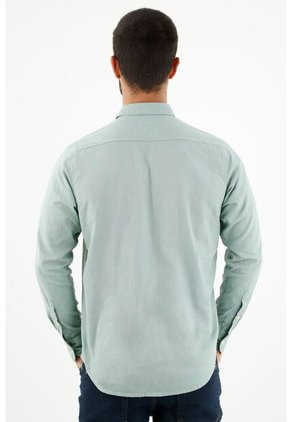 Camisa Cuello Clásico Verde Para Hombre