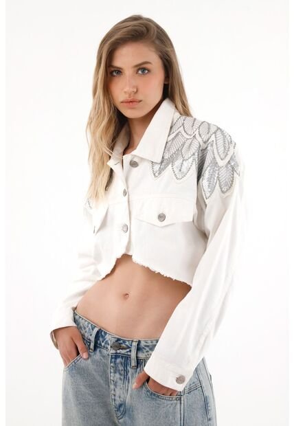 Tennis Abrigo Crop Crudo Con Apliques Bordados Para Mujer