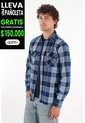 Tennis Camisa Leñadora Con Bolsillos Azul De Silueta Amplia Para Hombre de Tennis