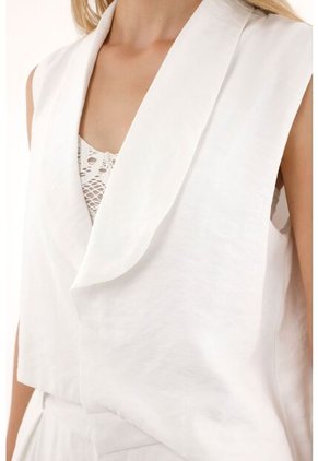 Tennis Chaleco Asimétrico Con Solapa Blanco Para Mujer