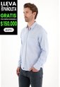 Tennis Camisa Manga Larga Preteñida Azul Con Textura Lisa Para Hombre de Tennis