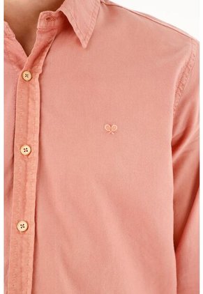 Camisa De Tela Oxford Manga Larga Rosada Para Hombre