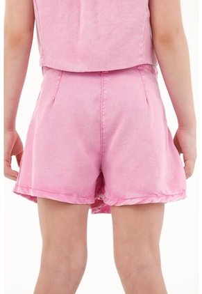 Falda Short Rosada Con Tablas Para Niña