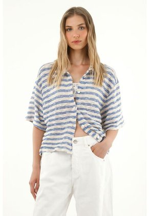 Tennis Camisa Tejida Con Diseño A Rayas Para Mujer