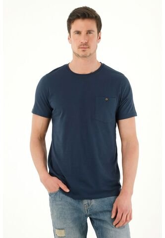 Tennis Camiseta Azul Con Bolsillo De Parche Para Hombre Tennis