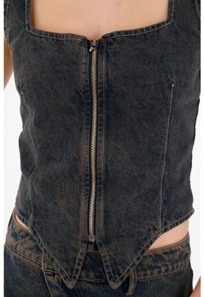 Tennis Chaleco Azul Con Cierre Para Mujer