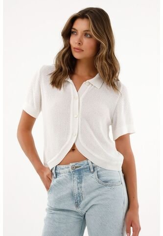 Tennis Camisa Manga Corta Tejida Crudo Para Mujer Tennis