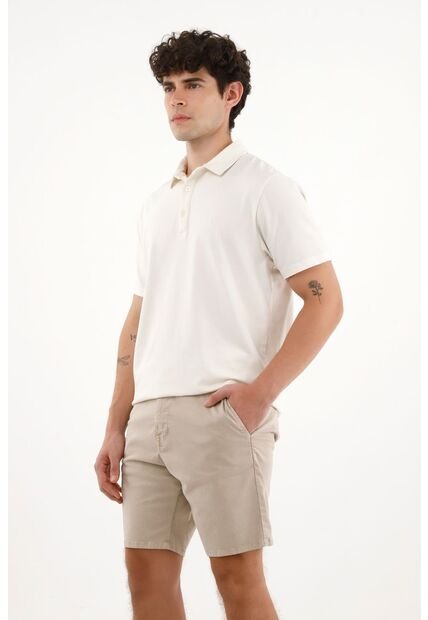 Tennis Polo Crudo Con Raqueta Bordada Para Hombre