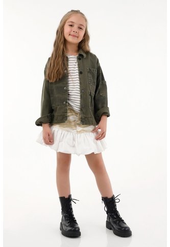 Falda Corta Con Estampado Militar Para Niña Tennis