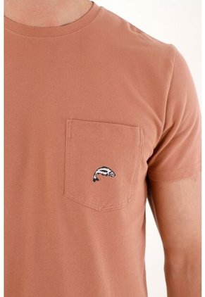 Tennis Camiseta Con Bolsillo Delantero Café Para Hombre