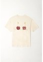 Tennis Camiseta Oversized Estampado Cerezas Crudo Para Mujer de Tennis