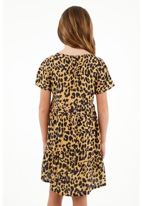 Vestido Corto De Animal Print Para Niña