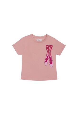 Camiseta Con Estampado Ballet Rosada Para Niña Tennis