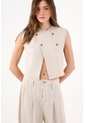 Tennis Chaleco Corto Recto Con Cruce Asimétrico En Beige Para Mujer de Tennis