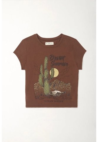 Tennis Camiseta Crop Con Estampado Café Para Mujer Tennis