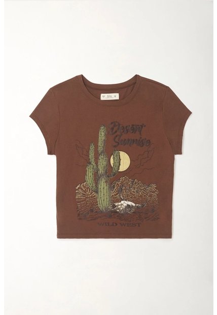 Tennis Camiseta Crop Con Estampado Café Para Mujer
