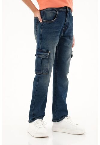 Jean Tiro Medio Tipo Cargo Para Niño Tennis