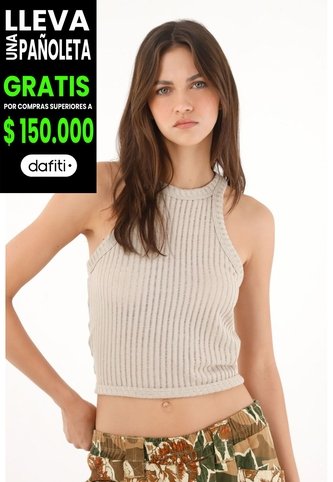 Tennis Camiseta Manga Sisa En Tejido Acanalado Café Para Mujer Tennis