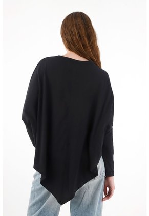 Tennis Camiseta Manga Larga Negra Con Acabado Suave Para Mujer