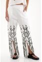 Tennis Pantalón Recto Con Efecto Bordado Blanco Para Mujer de Tennis