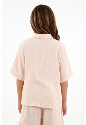 Camisa Crudo De Botones Para Niña