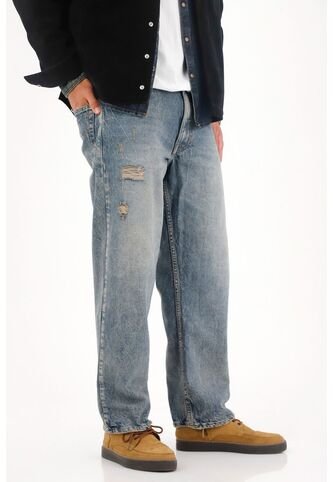 Tennis Jean Loose Con Desgastes Y Rotos Azul Para Hombre Tennis