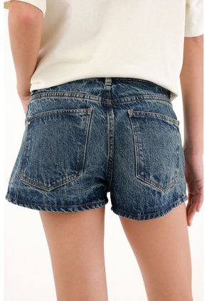 Tennis Short En Denim Tono Oscuro Para Mujer