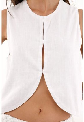 Tennis Chaleco En 100% Lino Blanco Para Mujer