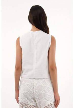 Tennis Chaleco En 100% Lino Blanco Para Mujer