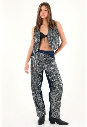 Tennis Jean Horseshoe Con Lentejuelas Para Mujer